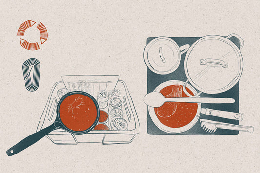 Illustration of a cooking scene. You can see various pots. However, in it you can see a wildling sole.